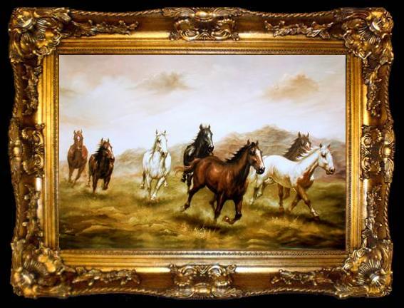 framed  unknow artist Horses 03, ta009-2